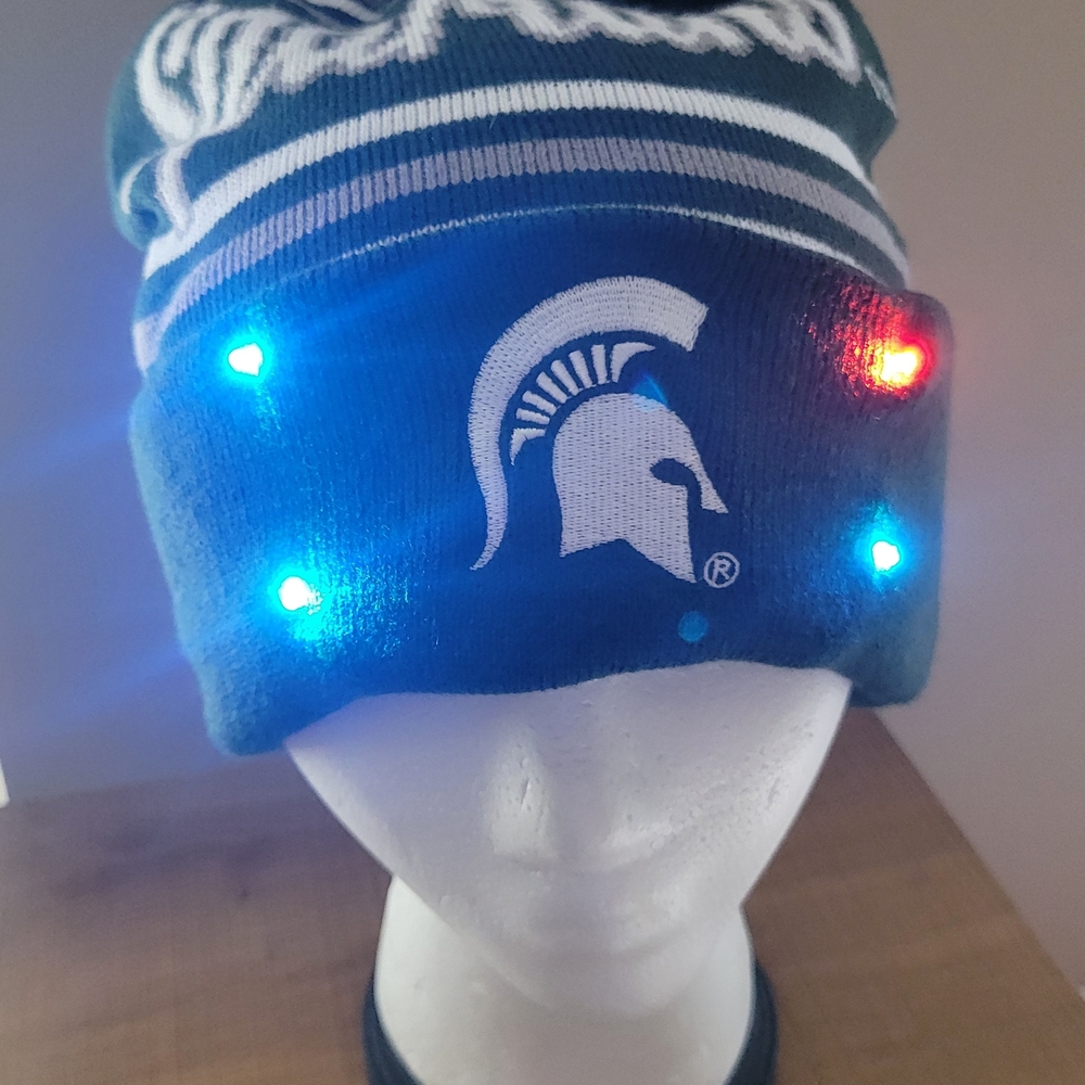 Green Beanie with LED Lights Michigan State Spartans